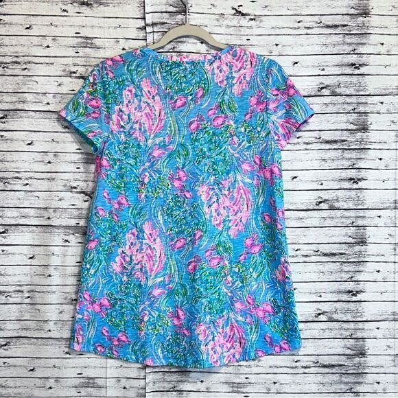 Lilly Pulitzer Etta V-Neck Top Best Fishes - Picture 2 of 8
